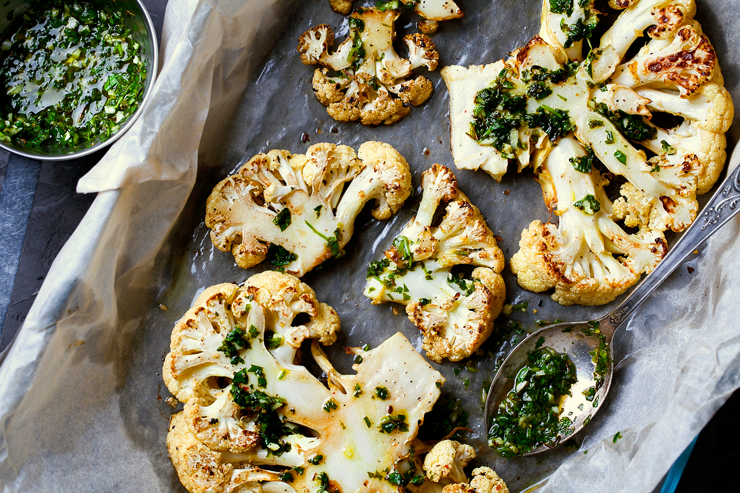 Cauliflower Steaks with Chermoula Sauce