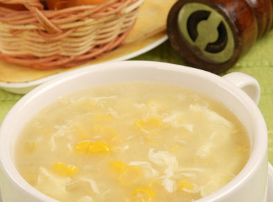 Blue Russian Potato and Corn Soup